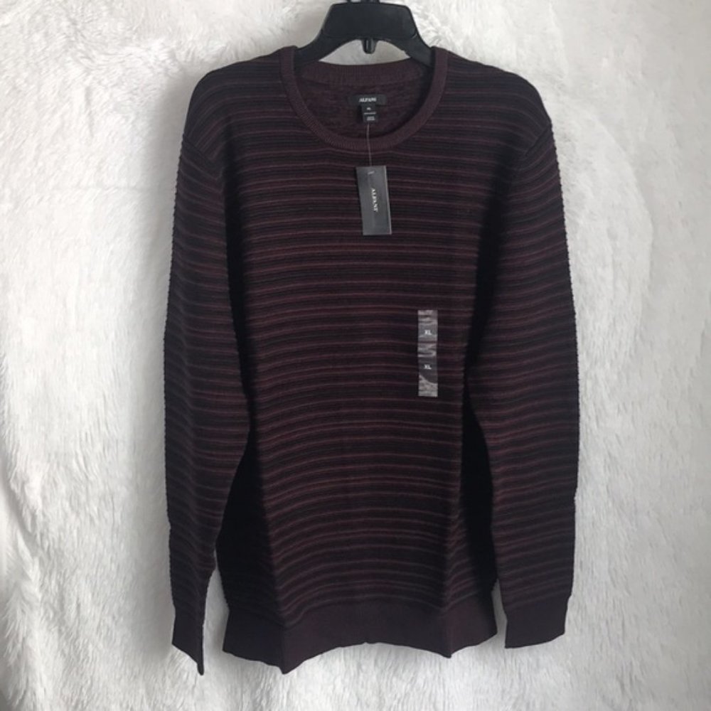 NWT Macy's Alfani Men's Sweater Port Red  Ottoman Textured Crewneck - Picture 4 of 14